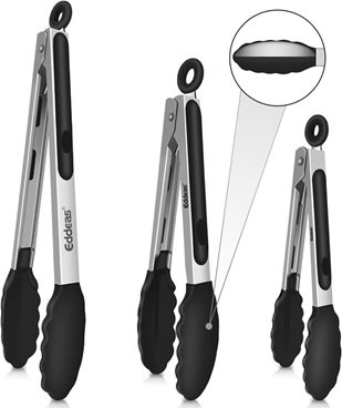 Kitchen Tongs with Silicone Tips (Set of 3)